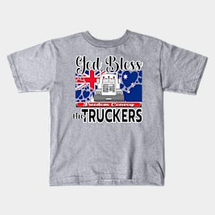 GOD BLESS THE TRUCKERS - TRUCKERS FOR FREEDOM - THANK YOU TRUCKERS - AUSTRALIAN FLAG - CANBERRA BLK LETTERS GRAPHIC Kids T-Shirt